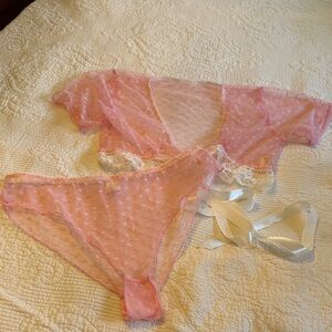 Sheer Pink Lace Lingerie Set